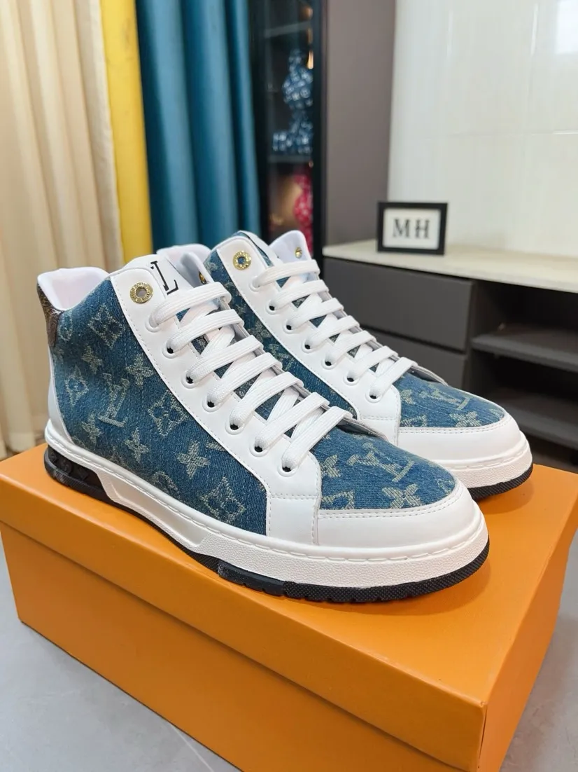 Men's shoes💰420🌹🌹[LV] The latest masterpiece of high-top men's shoes: the upper is made of first-layer cowhide imported from Italy with special materials➕full genuine leather lining🔥, making walking more convenient and comfortable! Exclusive new style, stunning work [color]! Create a fashionable personality to set off your uniqueness! A must-have for trendy men! Classic🔥Number: 38-44